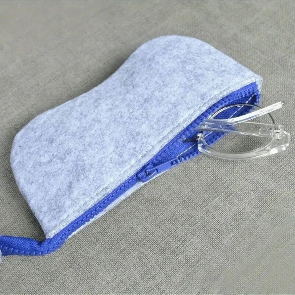 Glasses Pouch, NEW, Zip Top Fashion Glasses Case, Gray & Blue